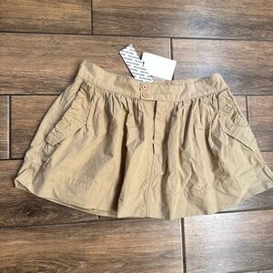 BDG Skirt Women Medium Beige Flare Pleated Elastic Waistband Pocket Mini